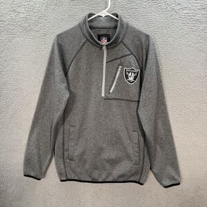 Las Vegas Raiders Sweatshirt Adult Small Gray 1/2 Zip Pullover NFL Football Mens